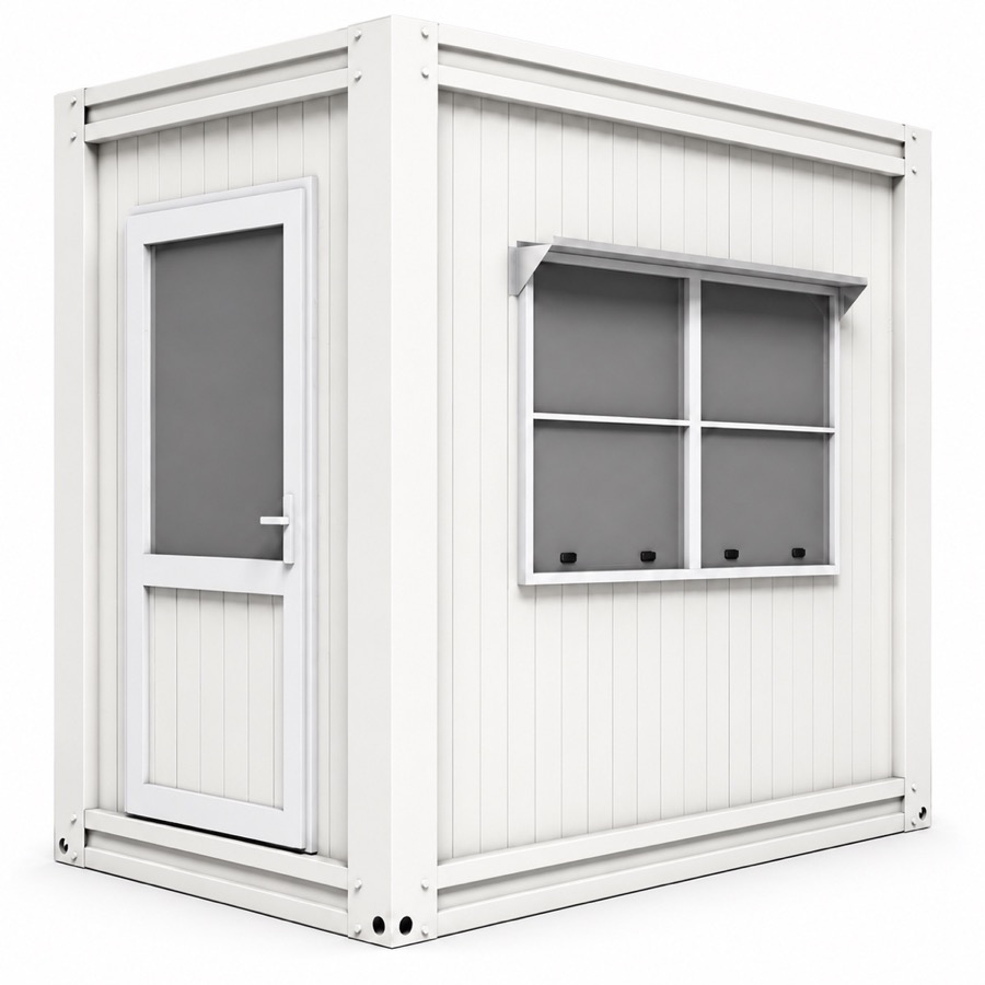 Caseta de guardia modular 1,45 × 2,20 m para portería y turnos de guardia
